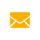 Das Bild zeigt ein minimalistisches Symbol eines gelben Briefumschlags auf weißem Hintergrund. Es stellt eine klassische E-Mail- oder Nachrichtensymbolik dar.